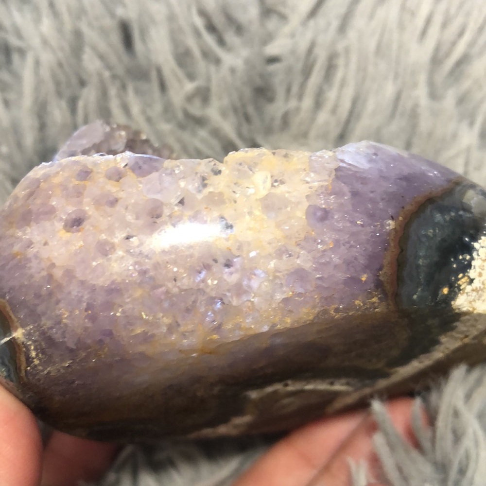 Amethyst Heart Crystal With Many Calcite Inclusions - Picture 12 of 17